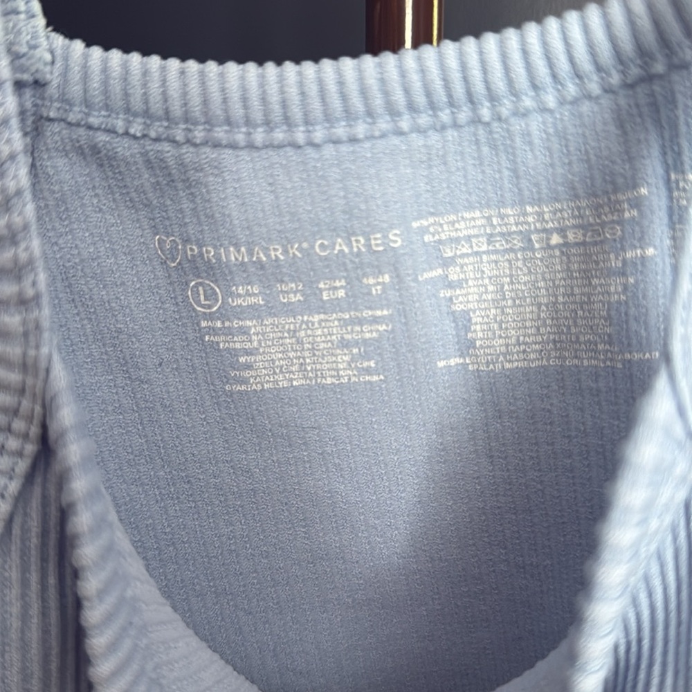 Primark Light Blue Ribbed Tank Top - Picture 2 of 3